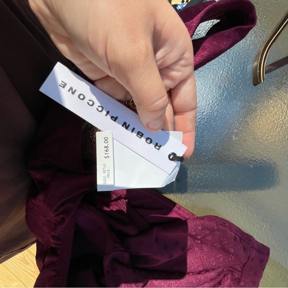 NWT Robin Piccone Julianna SZ 8 Solid Red Ruffled One-Piece Swimsuit - Picture 10 of 12